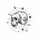 monkey spacesuit Skull flying dead  flying in space  tattoo design idea