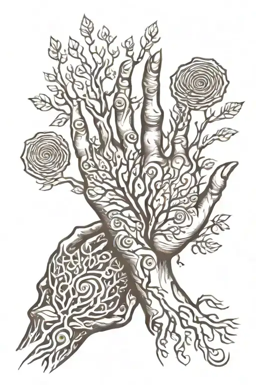 couple finger prints like roots tattoo design idea