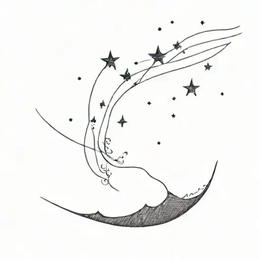 sea pouring into the stars tattoo design idea