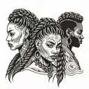 four people with braids tattoo design idea