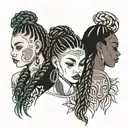 four people with braids tattoo design idea