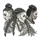 four people with braids tattoo design idea