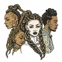 four people with braids tattoo design idea