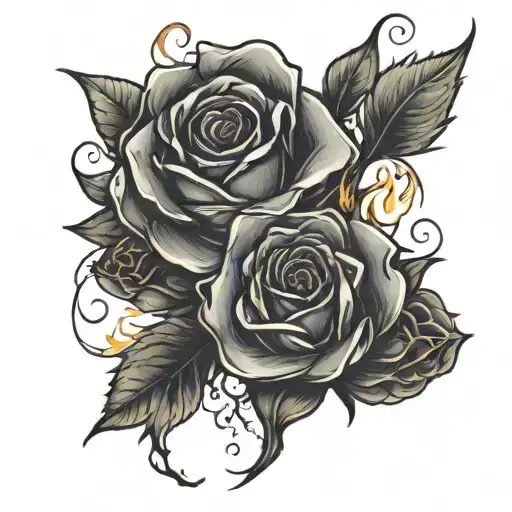 represents "May every false spark you lit in my heart lead to the burning of your soul." in a drawing no text use roses  tattoo design idea