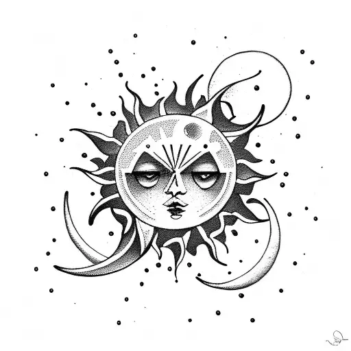 Sun and Moon tattoo design idea