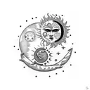 Sun and Moon tattoo design idea