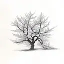 black cherry blossom tree with red blossoms. tattoo design idea