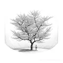 black cherry blossom tree with red blossoms. tattoo design idea