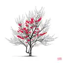 black cherry blossom tree branches with red blossoms. tattoo design idea