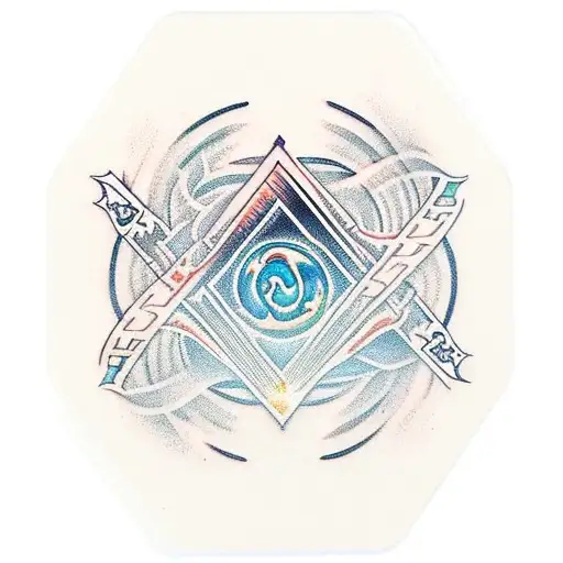 Aces card with fire and waves  tattoo design idea