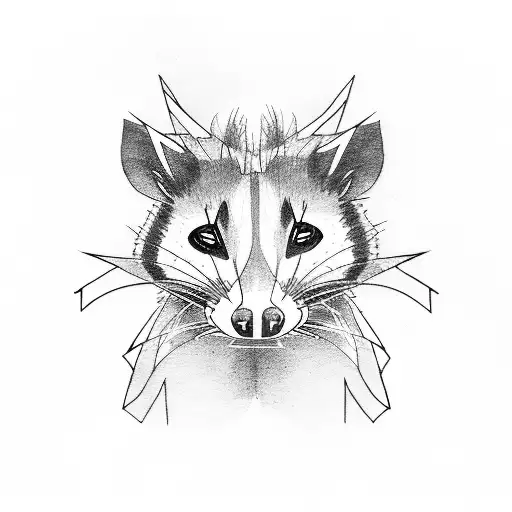 an opossum and a racoon riding on two separate motorcycles through the mountains in an 80's noir style tattoo design idea