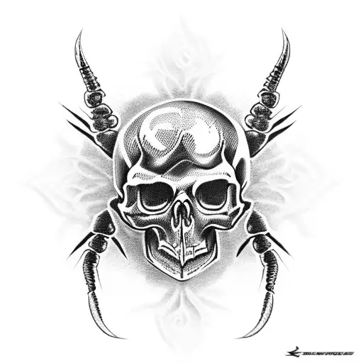Scorpions at skull tattoo design idea