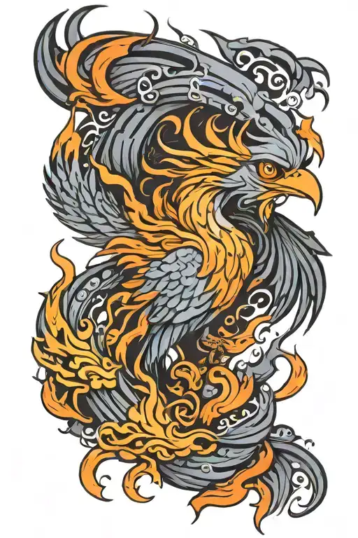 flaming phoenix tattoo design idea