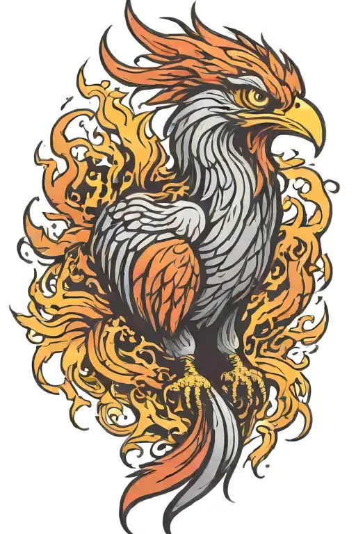 flaming phoenix angry tattoo design idea
