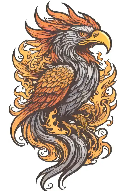 flaming phoenix angry tattoo design idea