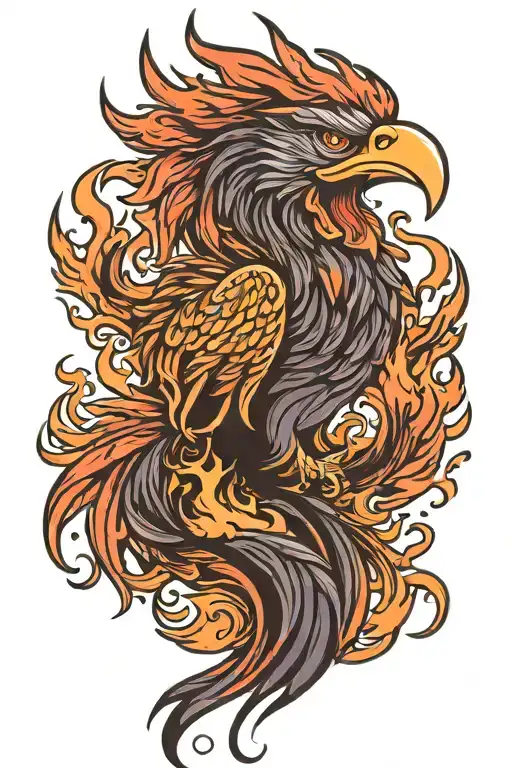 flaming phoenix angry tattoo design idea