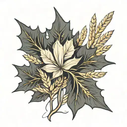 maple leaf with wheat as the viens   tattoo design idea