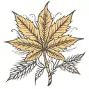 maple leaf with head of wheat inside the leaf   tattoo design idea