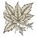 maple leaf with head of wheat inside the leaf   tattoo design idea