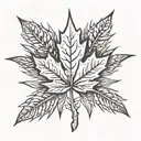 maple leaf with head of wheat inside the leaf   tattoo design idea