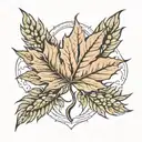 maple leaf with head of wheat inside the leaf   tattoo design idea