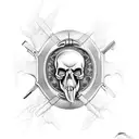 hunting knife with skull in it tattoo design idea
