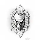 hunting knife with skull in it tattoo design idea