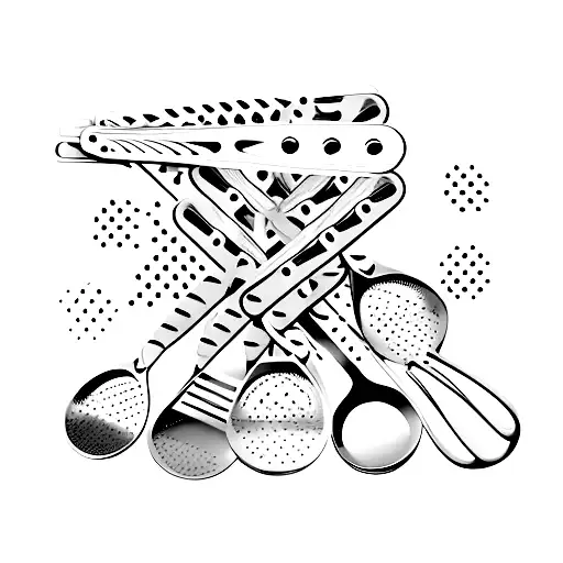 A set of measuring spoons with gram equivalents  tattoo design idea