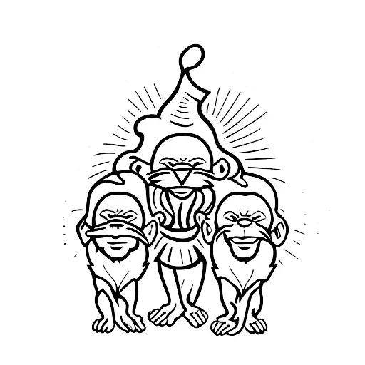 Three wise monkeys tattoo design idea