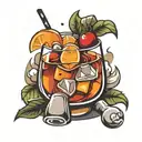 old fashioned cocktail  tattoo design idea