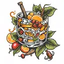 old fashioned cocktail  tattoo design idea