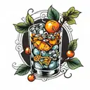 old fashioned cocktail  tattoo design idea