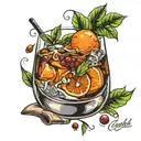 old fashioned cocktail  tattoo design idea