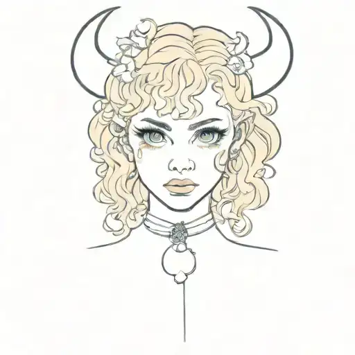 baby girl blue eyes blonde curly hair devil costume tattoo design idea