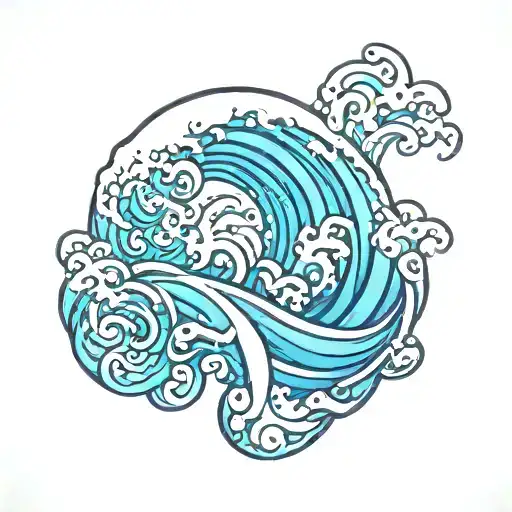 ocean wave forming the letters MER  tattoo design idea