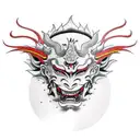 Hannya mask on full neck tattoo design idea