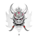 Hannya mask on full neck tattoo design idea