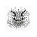 Hannya mask on full neck tattoo design idea