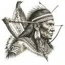 american native indian with bow and arrow tattoo design idea