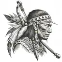 american native indian with bow and arrow tattoo design idea