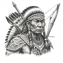 american native indian with bow and arrow tattoo design idea