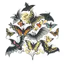 bats and butterflies forming the shape tattoo design idea