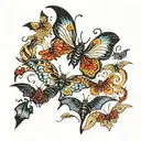 bats and butterflies forming the shape tattoo design idea