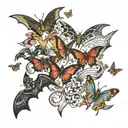 bats and butterflies forming the shape tattoo design idea