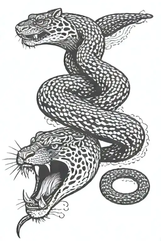 tiger snake bites tattoo design idea