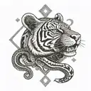 totem tigre serpiente chancho  tattoo design idea