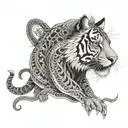 totem tigre serpiente chancho  tattoo design idea