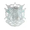 A traditional style tattoo of a Star Wars inspired dragon intertwined with Nordic knotwork, symbolizing strength and protection tattoo design idea