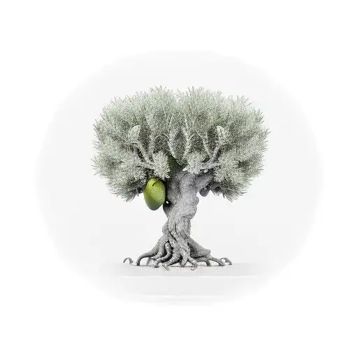 olive tree in hexagonal frame without olive tattoo design idea
