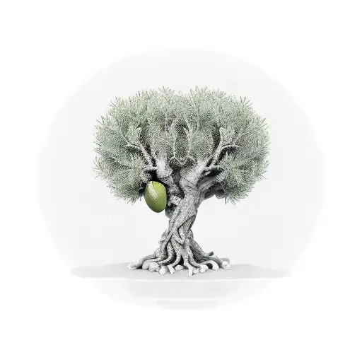 olive tree in hexagonal frame tattoo design idea